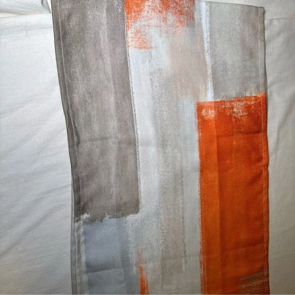 Table Runner 72 inches Long for Table Decoration Orange Brown and Grey Abstract